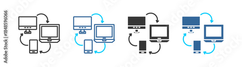 digitalization icon set multiple style collection	
