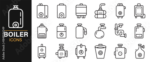 HVAC plumbing and heating icon set editable vector