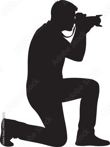 Photographer Kneeling Taking Photo Silhouette