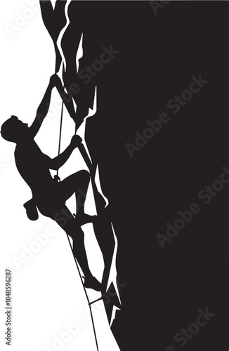 Rock Climber Scaling Wall Silhouette