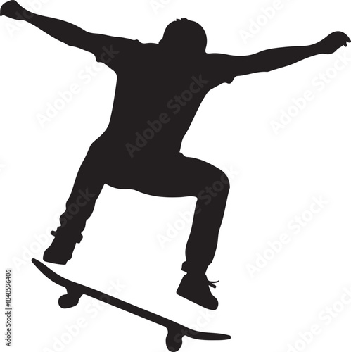 Skateboarder Grinding Rail Silhouette