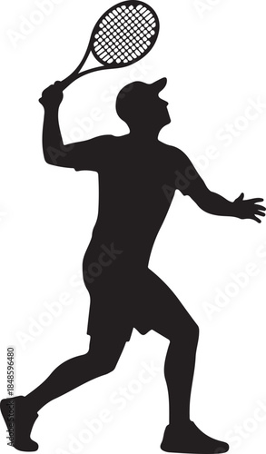 Tennis Player Serving Silhouette