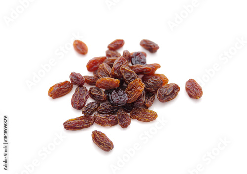 Dried raisins isolated on white background.