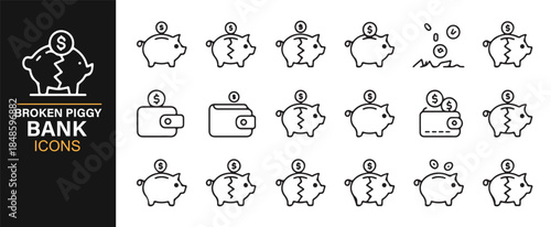 Finance and savings warning icons in editable stroke format