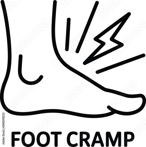 Foot cramp simple line icon illustration