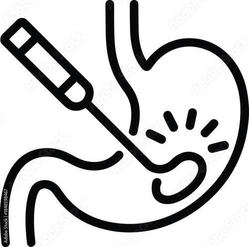 Gastroscopy medical procedure minimal line illustration