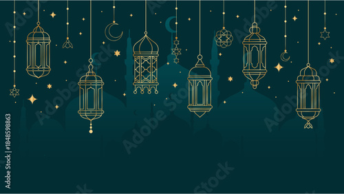 Ramadan kareem background with lantern, eid mubarak, eid al adha.