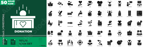 Donation Solid Editable Icons set