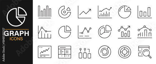 Finance data graph and visualization icons collection