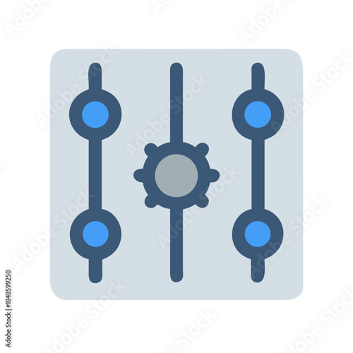 Minimalist vector graphic of audio mixer control panel icon on black background