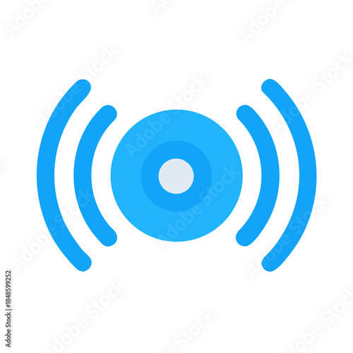 Vibrant blue signal icon on black background representing wireless communication and connectivity