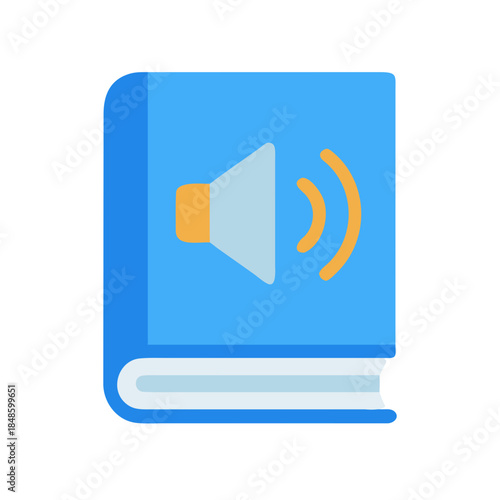 Audiobook icon depicting blue book with volume speaker symbol on the cover