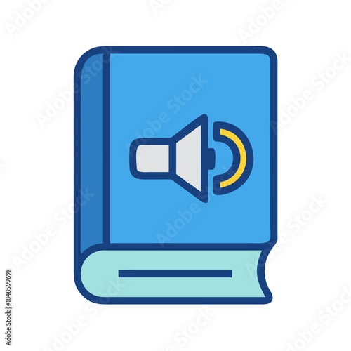 Audiobook icon vector illustration. Audio book concept, library, sound, and education.