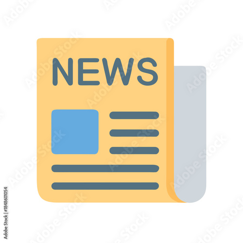 Flat vector icon of a newspaper with headline and block text design