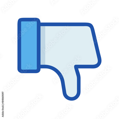 Illustration of a thumbs down icon in shades of blue on black backdrop
