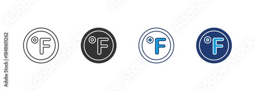 Fahrenheit Icon Set Multiple Style Collection
