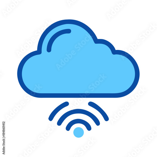 Stylized cloud icon with WiFi signal radiating below on black background