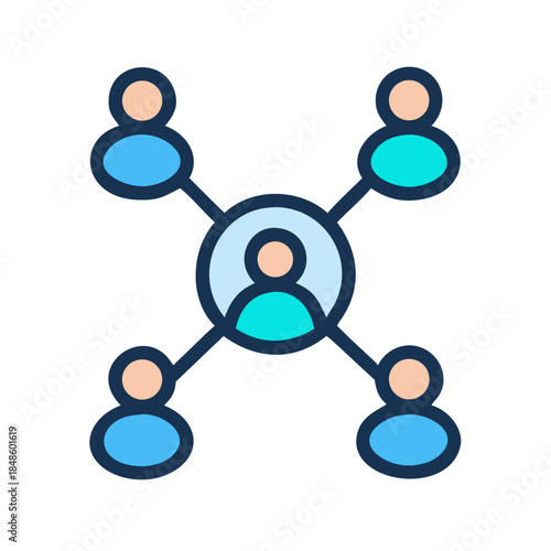 Abstract illustration of connected people icons demonstrating teamwork and social networking