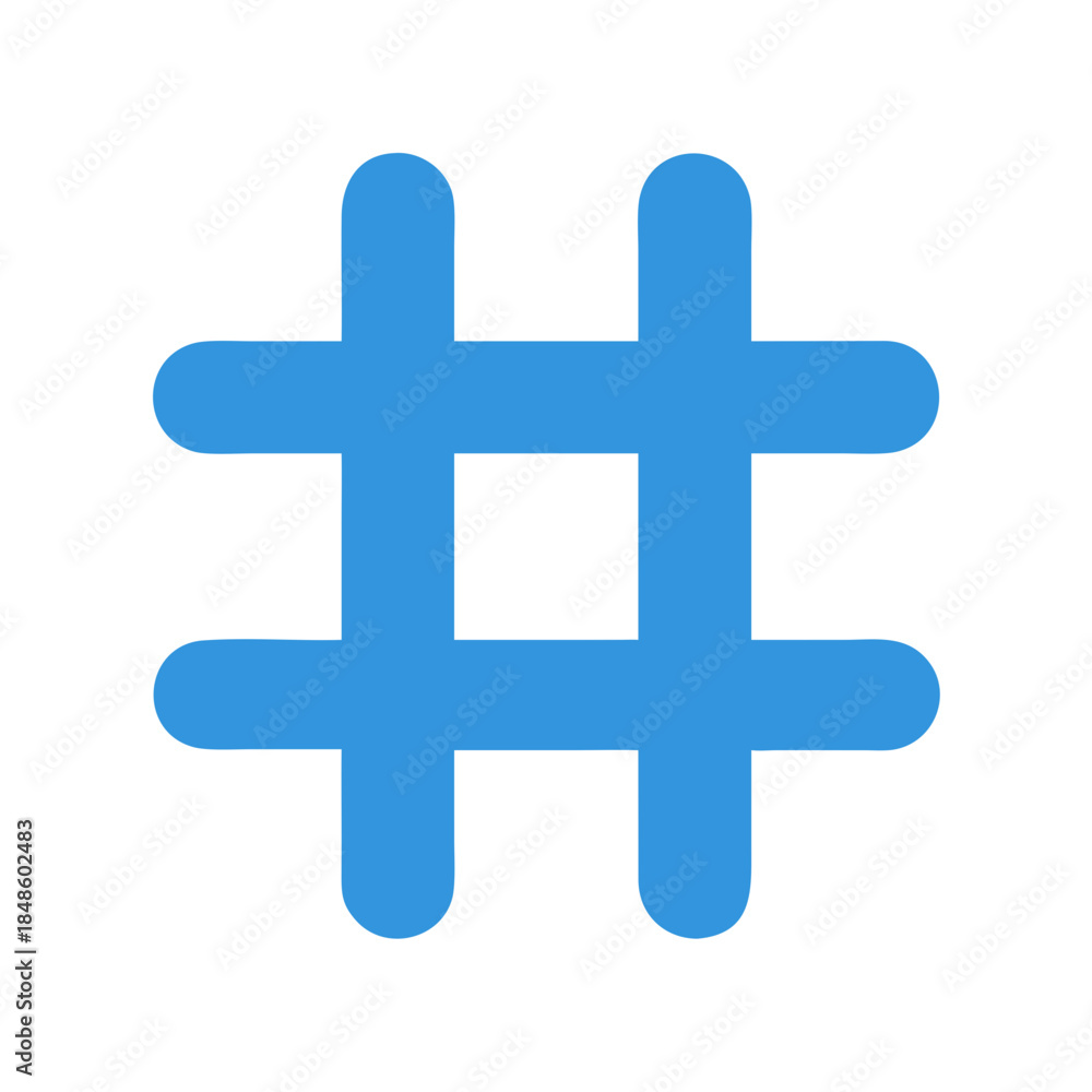 Fototapeta premium Minimalist blue hashtag symbol on black background, social media or technology theme