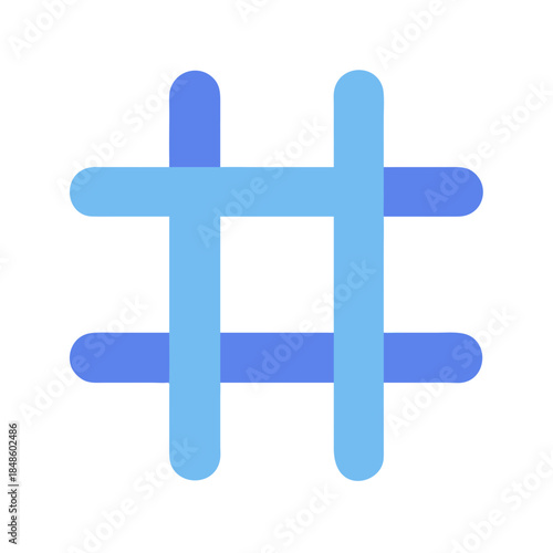 Simple light blue hashtag symbol on black background for social media concept