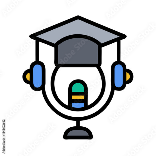 Abstract trophy design with graduation cap and weights on black background