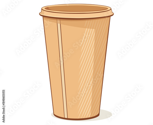 Simple illustration of a disposable cardboard coffee cup with a lid