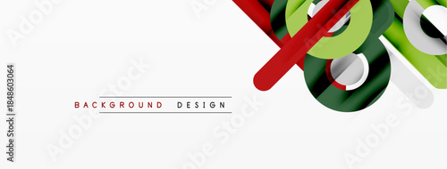 Abstract geometric shapes overlap, creating dynamic visual effect. White background emphasizes colorful design elements. Modern, minimalist style.