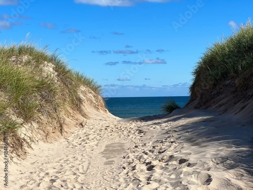 Sandy Path on the Magdalen Islands, Quebec, Canada on a Sunny Day