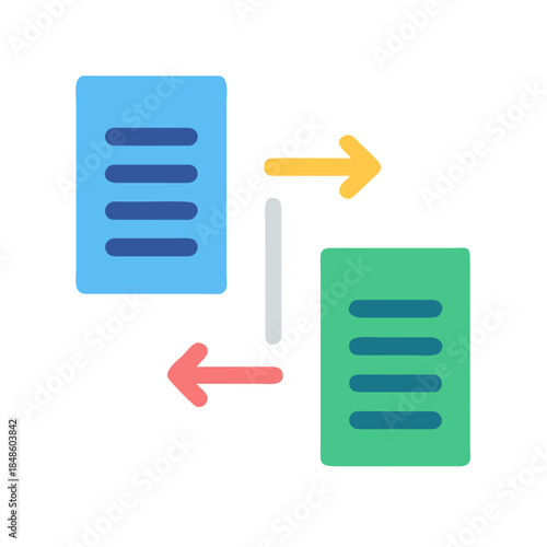 Data transfer icon showcasing document exchange and file sharing between sources