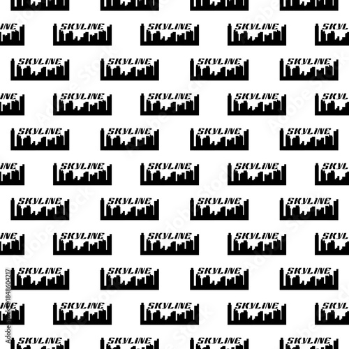 City skyline seamless pattern isolated on white background