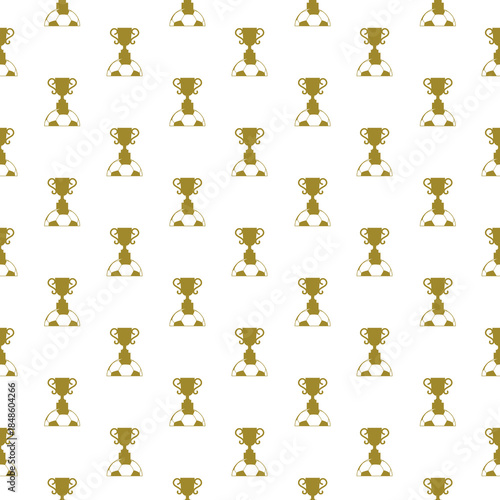 Soccer ball and trophy seamless pattern isolated on white background