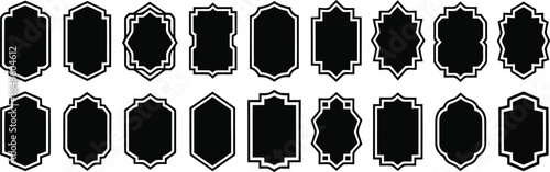 A comprehensive set of twenty solid black ornate frames with various classic and modern shapes