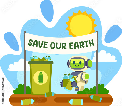 Eco Green Nature conservation volunteering Illustration