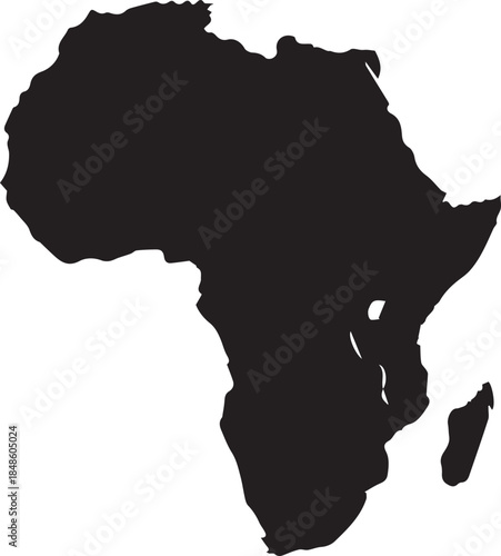 Black silhouette of the continent of africa on a white background