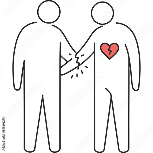 Heartbreak and Separation: Illustration of Two Figures Parting Ways, Depicting Relationship End, Heartache