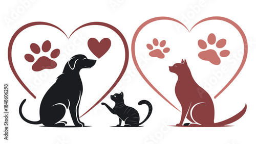 Heartwarming animal friendship with dog, cat, and kitten