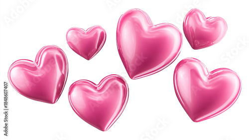 Wallpaper Mural Pink glass floating hearts on a white background. Torontodigital.ca