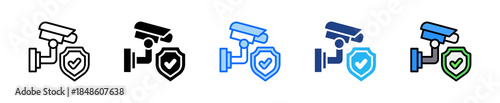 Security Monitoring Icon Set Multiple Style Collection