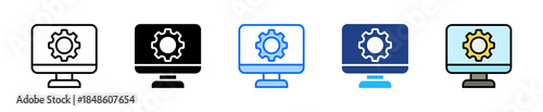 Monitor Settings Icon Set Multiple Style Collection