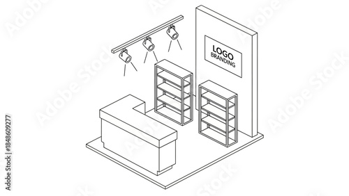 Isometric Illustration of Retail Store Display.