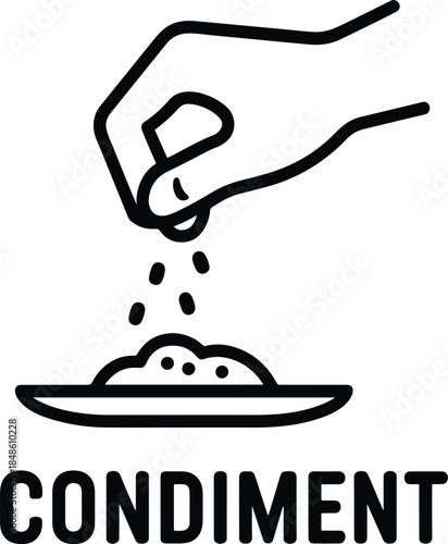 Hand sprinkling seasoning Condiment concept illustration
