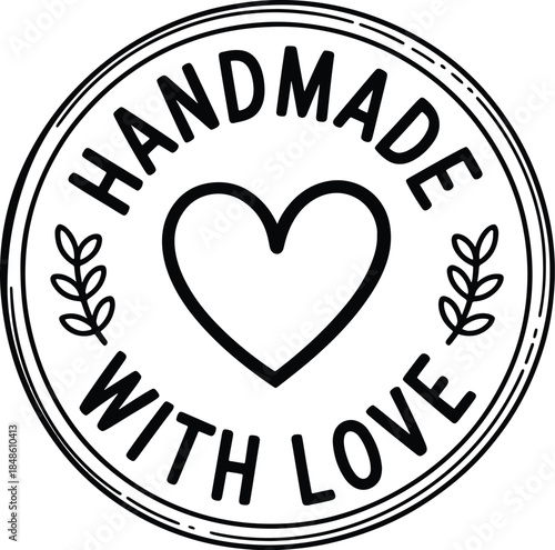 Handmade with Love Label Vector Design