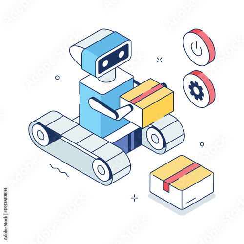 Robot delivery illustration showing automated and AI-powered logistics transport