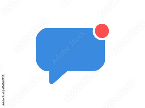 Flat modern vector single icon of comment bubble with notification dot
