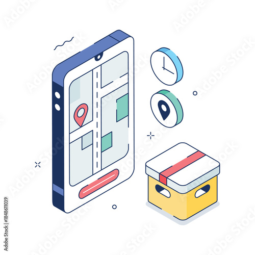 Delivery tracking illustration showing realtime shipment and logistics updates