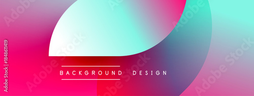 Vibrant abstract background. Overlapping shapes create dynamic color gradients. Pink, blue, turquoise hues dominate design. Modern aesthetic.