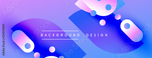 Abstract fluid shapes, vibrant purple, blue gradients. Modern design elements create dynamic background texture. Smooth transitions, soft lighting.