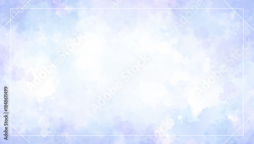 淡い水色の水彩テクスチャ背景 フレーム付き抽象デザイン 余白たっぷり｜背景,水彩,フレーム,テクスチャ,抽象,ブルー