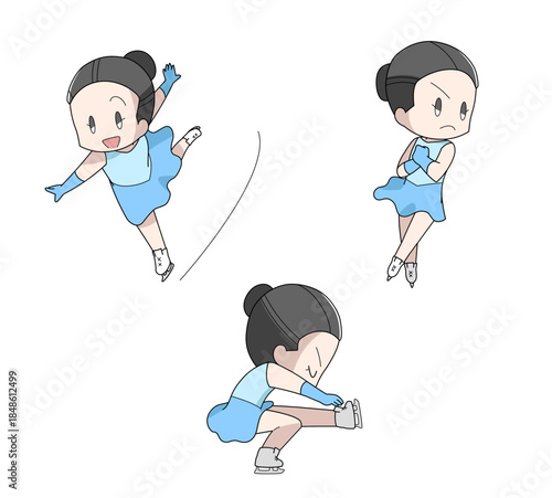 フィギュアスケートのイラスト3種類セット・女性