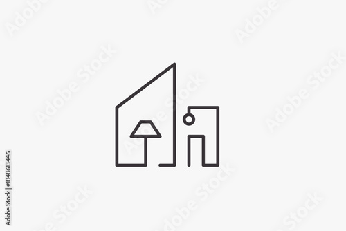 minimalist line art house interior logo